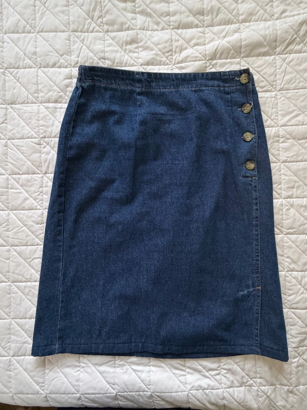 Vintage 100% Cotton Original TY Wear Button-Front Midi Elastic Waist Skirt